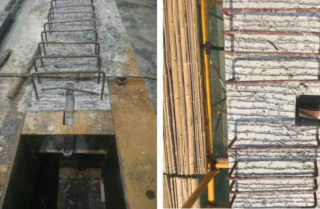 预制主梁和预制次梁的毗毗邻纳牛担板节点。</